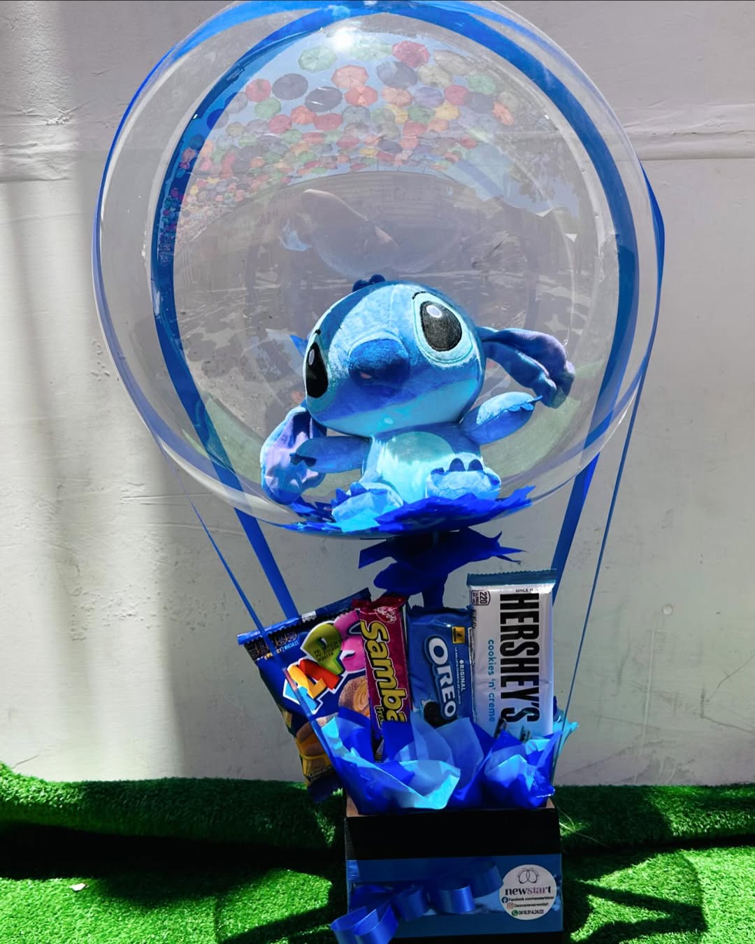 Arreglo con Peluche Stitch en Globo Burbuja – Stitch Burbuja