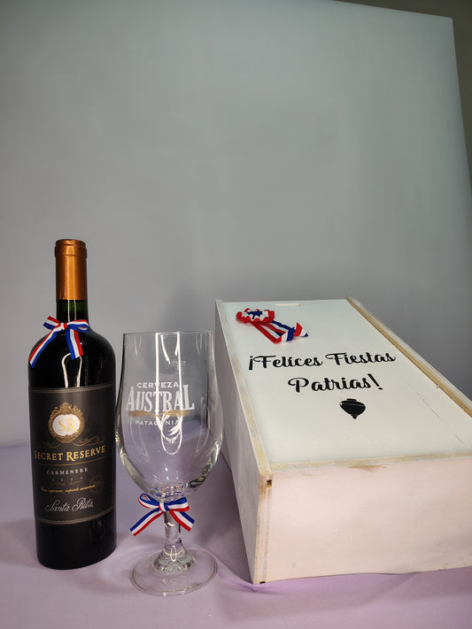 Box Tradición Chilena con Vino, Frutos Secos y Bombones – Regalo Clásico en Santiago