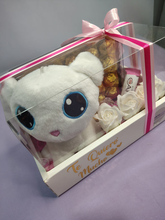 Box Sweet Love con Peluche, Bombones y Rosas Eternas – Regalo Romántico