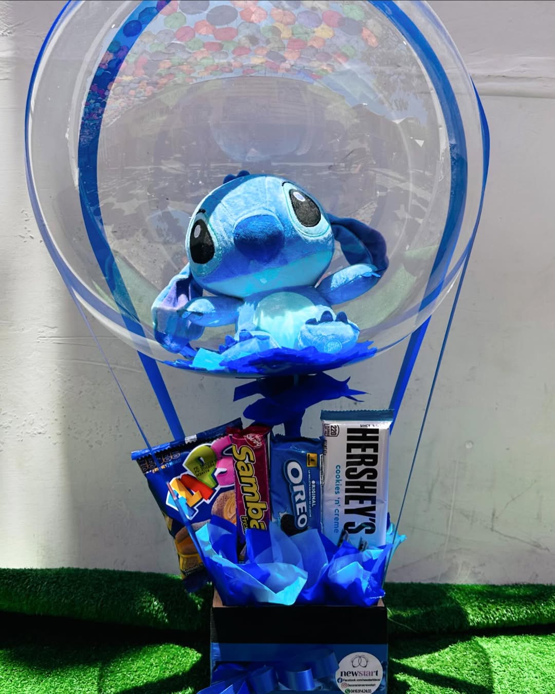 Arreglo con Peluche Stitch en Globo Burbuja – Stitch Burbuja