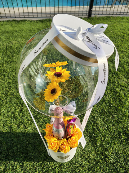 Box Just for You con Rosas, Champagne y Chocolate – Flores Amarillas en Santiago