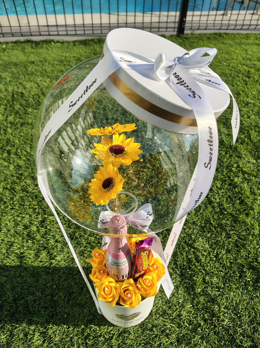 Box Just for You con Rosas, Champagne y Chocolate – Flores Amarillas en Santiago