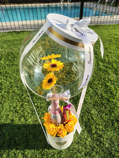 Box Just for You con Rosas, Champagne y Chocolate – Flores Amarillas en Santiago