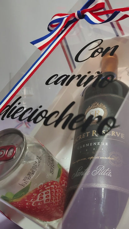 Box Brindis Dieciochero con Vino, Frutos Secos y Bebida – Regalo Chileno en Santiago
