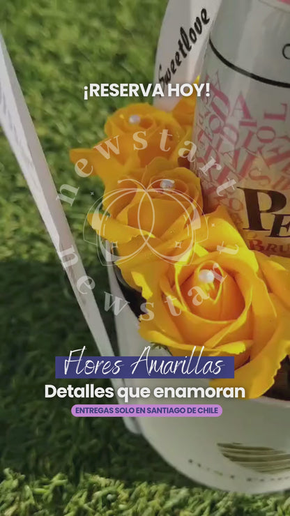 Box Just for You con Rosas, Champagne y Chocolate – Flores Amarillas en Santiago